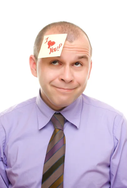 Man with sticky note — Stock Photo, Image