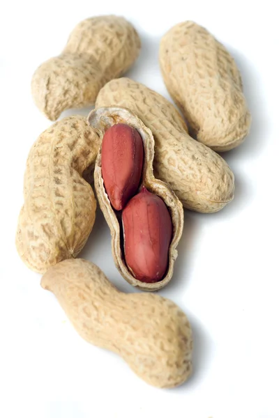 Peanut shells isolated on white Stock Image
