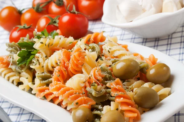 Italiaanse drie kleur pasta — Stockfoto