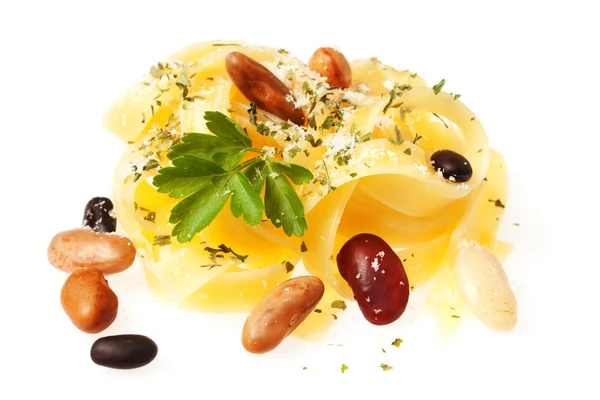 Italian fettuccine pasta with beans — Stock Photo, Image