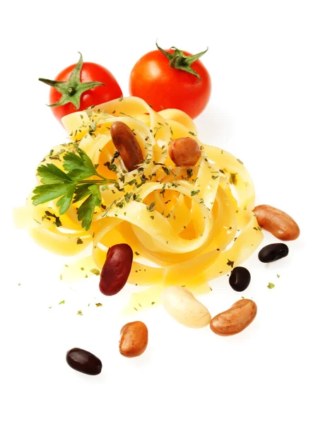 Italian fettuccine pasta with beans — Stock Photo, Image