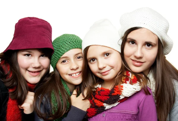 Young girls in winter outfits — Stock Photo, Image