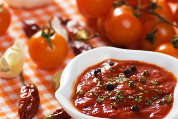 番茄和辣椒调味汁 — 图库照片