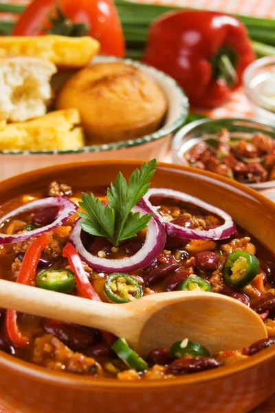 Mexické chilli fazole — Stock fotografie