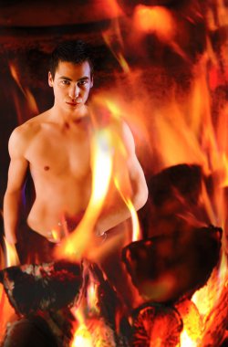 Fire and man clipart