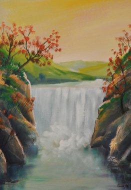 Oil landscape, waterfall clipart