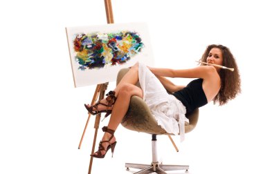 Painter woman clipart