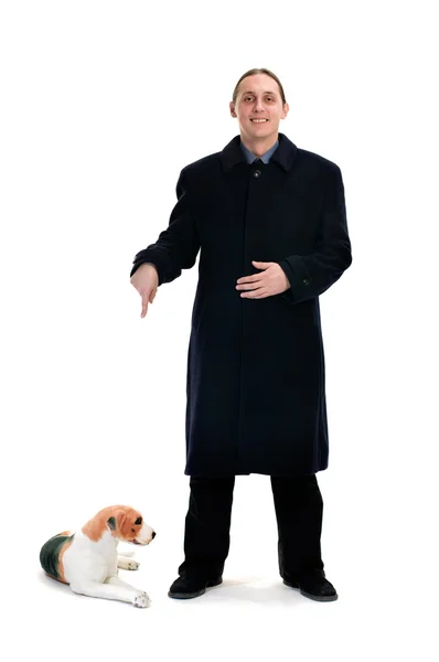 Man en hond — Stockfoto