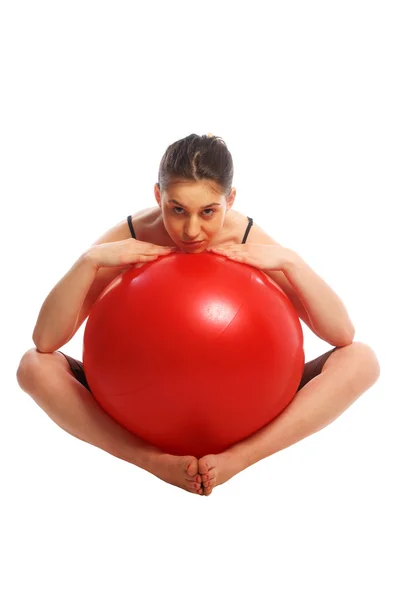 Sport ball and woman — Stock Photo, Image
