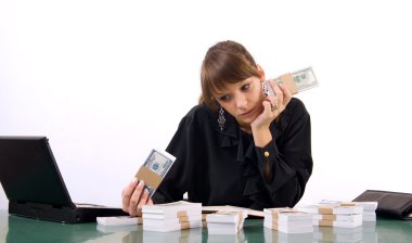 Business woman with money clipart