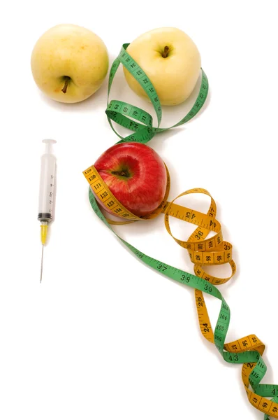 Apfel und Messgerät — Stockfoto