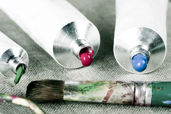 페인트 튜브 보이는 빈티지 — 스톡 사진