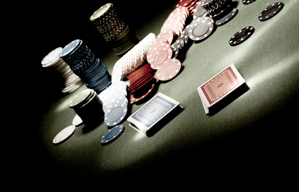 Pokerové vybavení světelný dojem — Stock fotografie