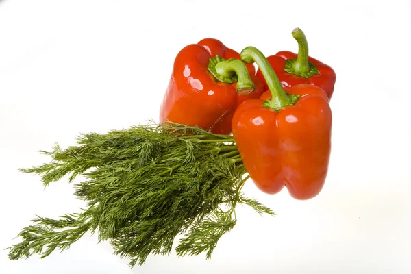 Three sweet bulgarian peppers — Stock Photo, Image