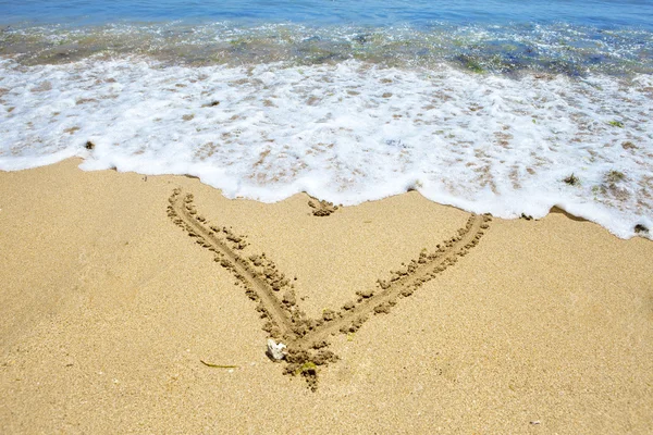 Picture of heart on sand — Stock Photo, Image