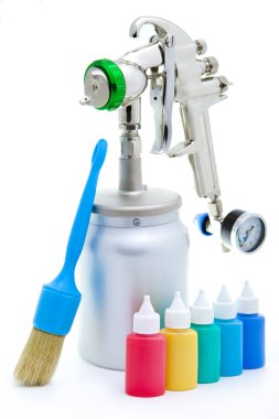 New metal brilliant Spray gun And brush clipart