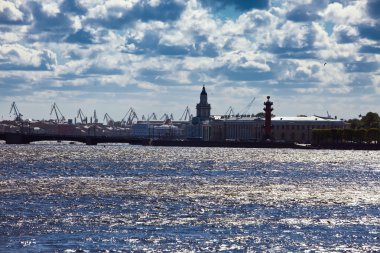 Rusya. Saint petersburg. Silüeti? ok Vasilievsky Island? ve seap