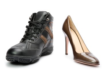 Men's boots and elegant female shoes clipart