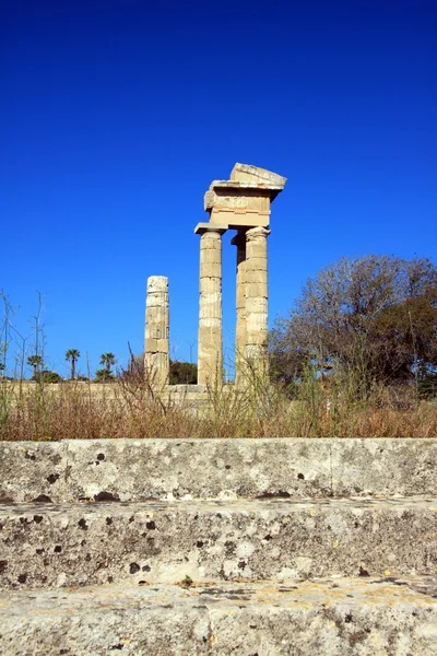 stock image Greece, Rhodes, Acropolis, temple ruins