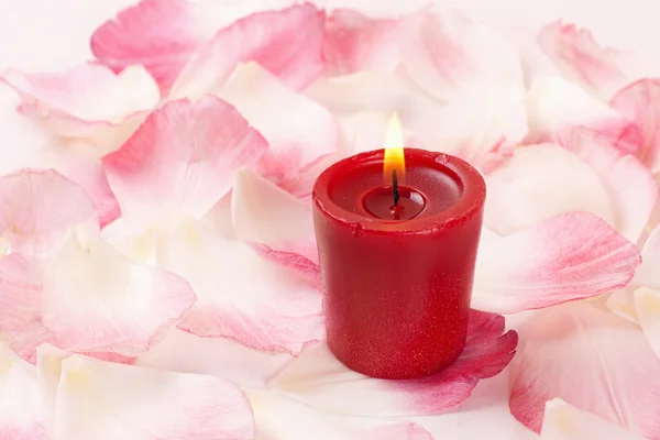 Candle and petals Stock Photo