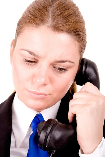 Kobieta mówi przez telefon — Zdjęcie stockowe
