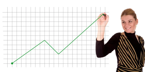 Empresaria dibujando un gráfico — Foto de Stock