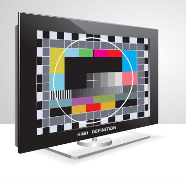 LCD TV set with television test chart clipart