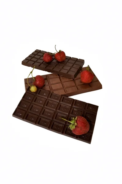 Chocolate e Morangos — Fotografia de Stock