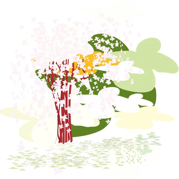 Arbre florissant de prune — Image vectorielle