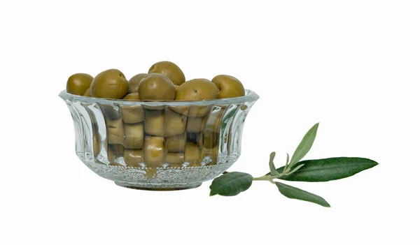 Green olives isolated on white background — Stock Photo, Image
