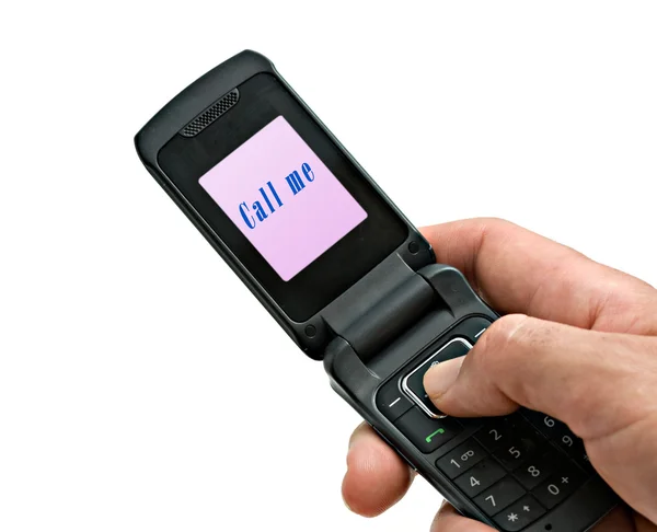 Telefone celular com etiqueta "me chame" em sua tela — Fotografia de Stock