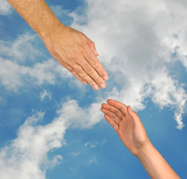 Handskakning för man och kvinna — Stockfoto