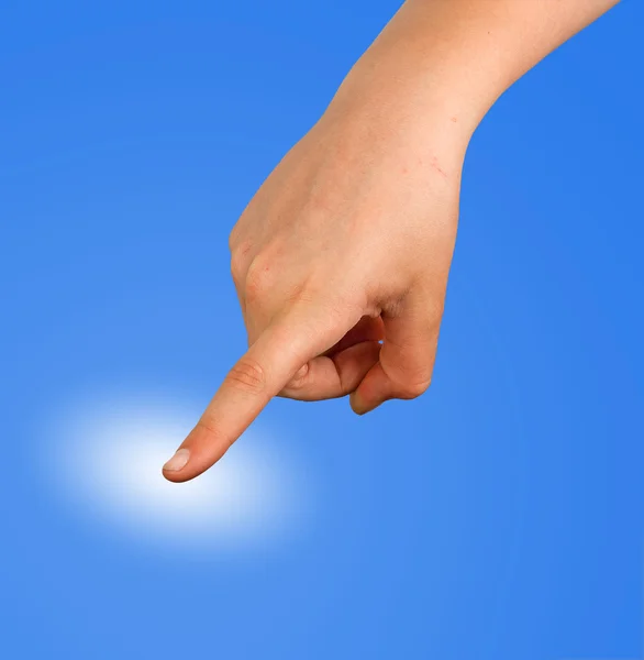 Hand pointing dawn — Stock Photo, Image