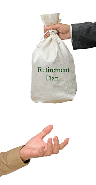 Hand met pensioenplan — Stockfoto
