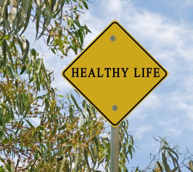 Road sign to healthy life clipart