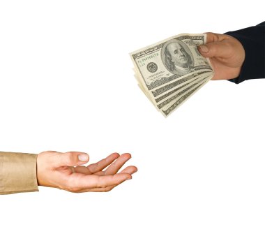 Transfer of money between man and woman clipart