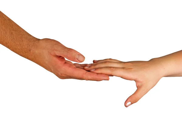 Handskakning för man och kvinna — Stockfoto