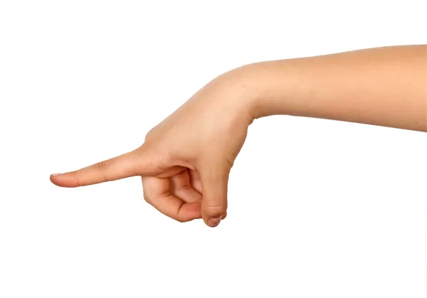 Ręka, wskazując w lewo — Zdjęcie stockowe