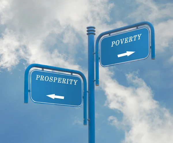 Road sign toprosperity and poverty — Stock Photo, Image