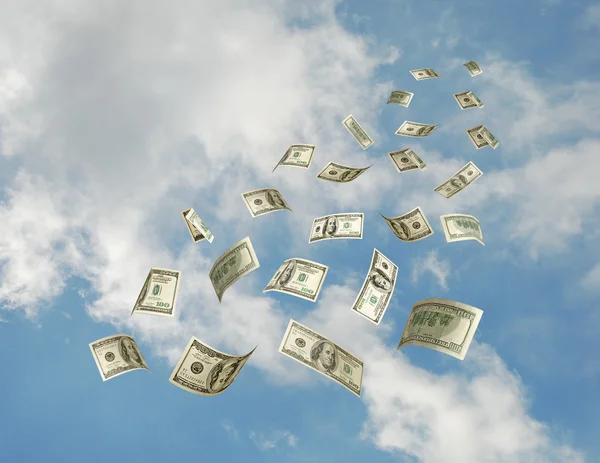 Dolarów spadają z nieba — Zdjęcie stockowe