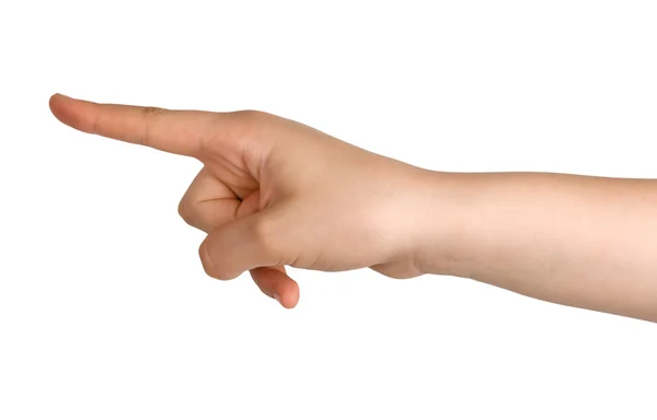 Ręka, wskazując w lewo — Zdjęcie stockowe
