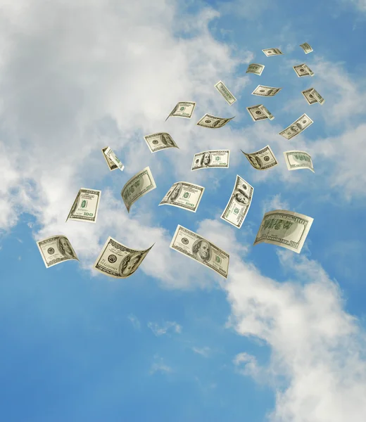Dollari che cadono dal cielo — Foto Stock