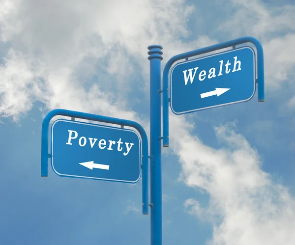 Road sign to wealth and poverty — Stock Photo, Image