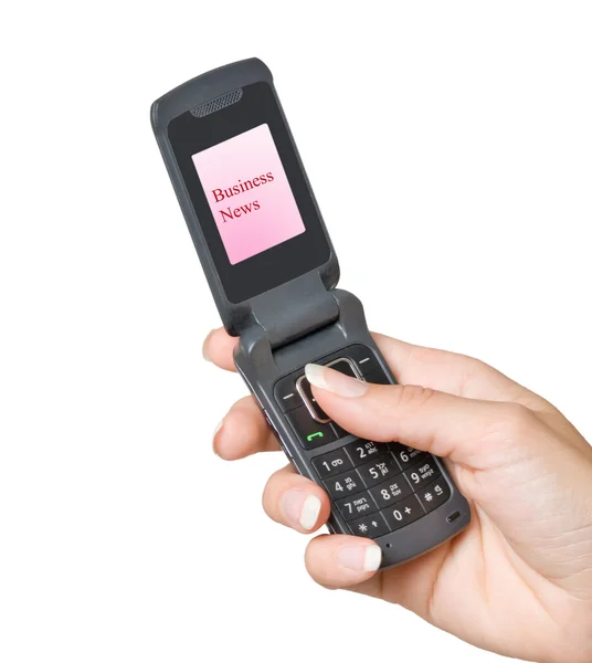 Mobile phone with "Business news" label on its screen — Stock Photo, Image