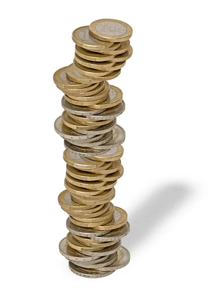 Башня из монет евро — стоковое фото