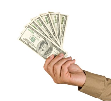 Hand with dollars clipart