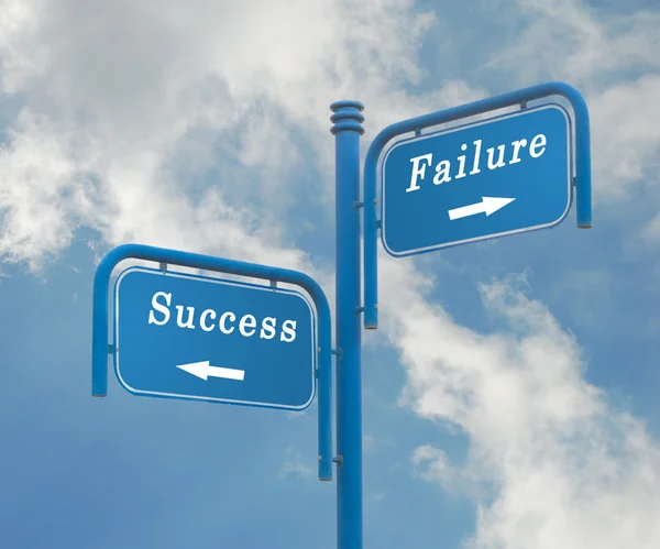 对成功和失败的道路标志 — 图库照片