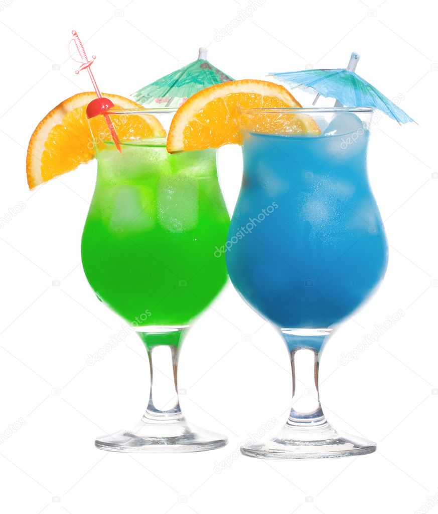 Blue Curacao and green cocktails — Stock Photo © Nitrub ...