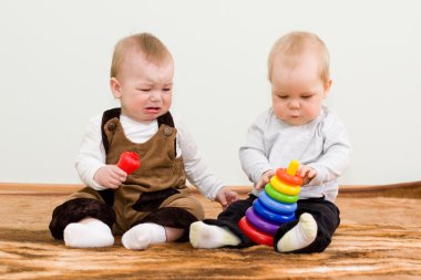Two children shared a toy