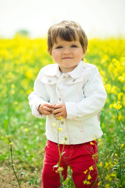 Piękna dziewczyna w pole rzepak — Zdjęcie stockowe